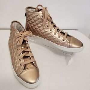 EC Geox Respira Rosegold Genuine Leather Sneaker shoes Sz. 9 Chic Comfy Stylish